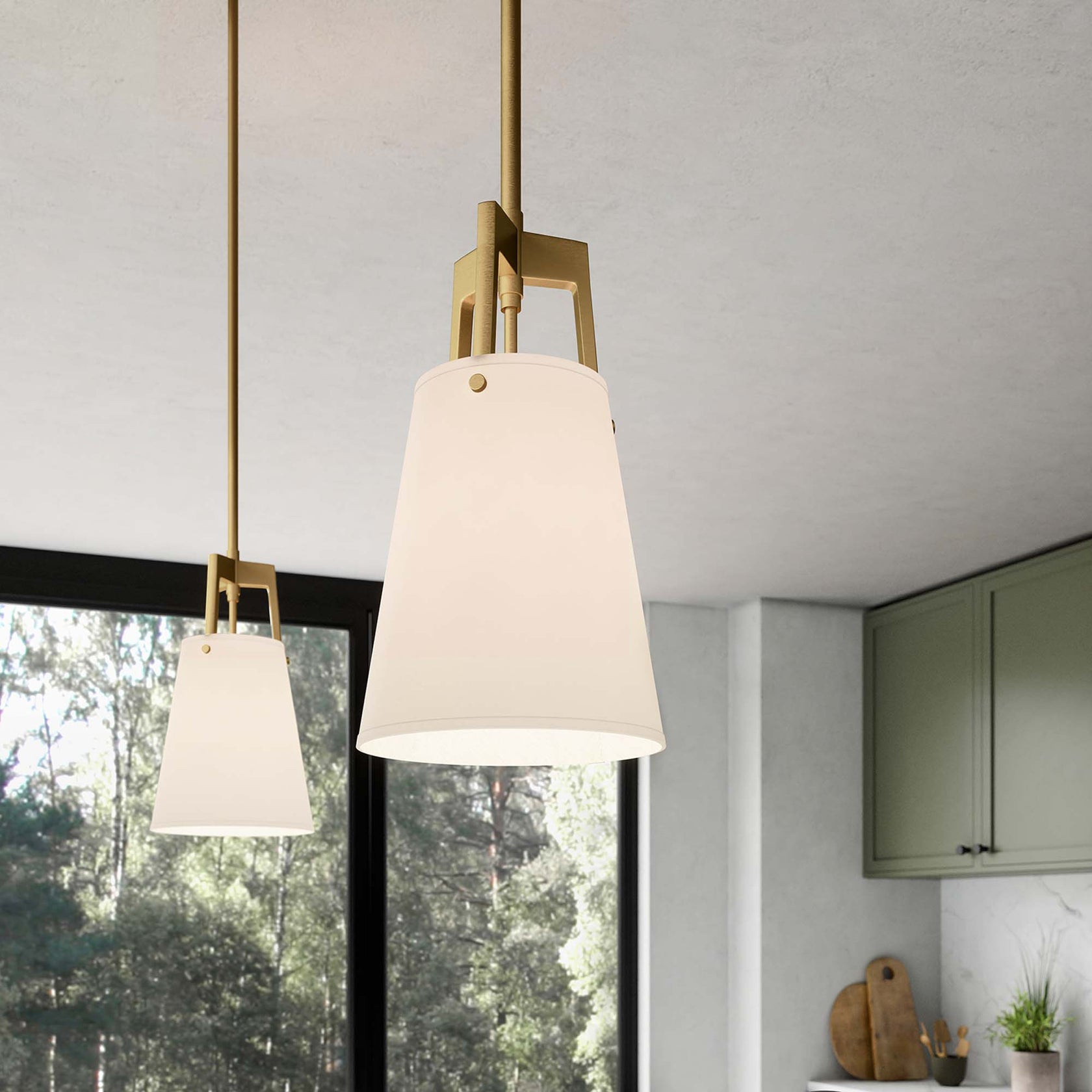 Aspire Pendant Light | White Bronze, White Satin Brass | Ideal for Living Space, Bedroom, Kitchen, Dining room, Bathroom, Or Office | Pack of 3 image 0
