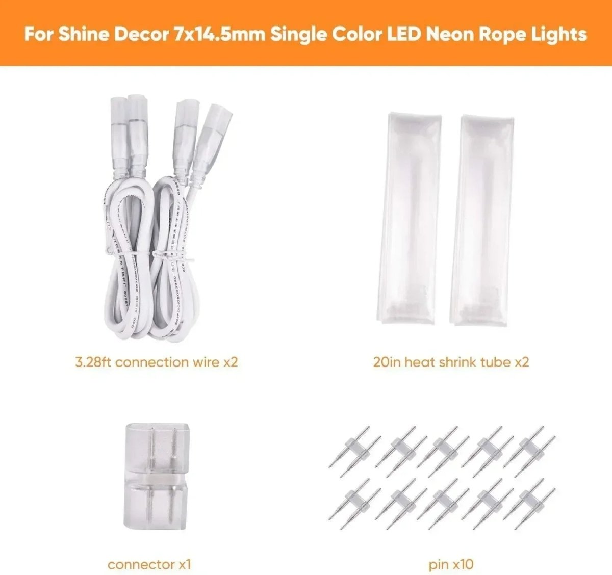 Connector Pack for 110V Led Neon Light, Compatible Dimensions- 7*14.5mm And 8*16mm
