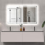 LED Bathroom Mirror 60x36 Inch Front &amp; Backlit Lights Vanity Mirror, Wall Mounted Anti-Fog Dimmable LED Makeup Mirror, IP54 3K-6K Warm/Natural/Daylight, Tempered Glass (Horizontal/Vertical) UL image 0