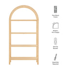 Vexley 72 Inch Large Arched Bookshelf  | Natural, Black &amp; Walnut Color Options | Pine Wood Frame | Sculptural Arched Silhouette | 4 Pine Veneer Shelves image 1