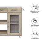Culinary Kitchen Cart With Towel Bar | Rubberwood Top | Light Gray Natural, White Natural, Charcoal Natural &amp; Oak White Options image 2