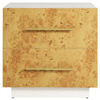 Modern Abel Nightstand with 2 Drawers – White Bleached Burl Wood Finish image 3