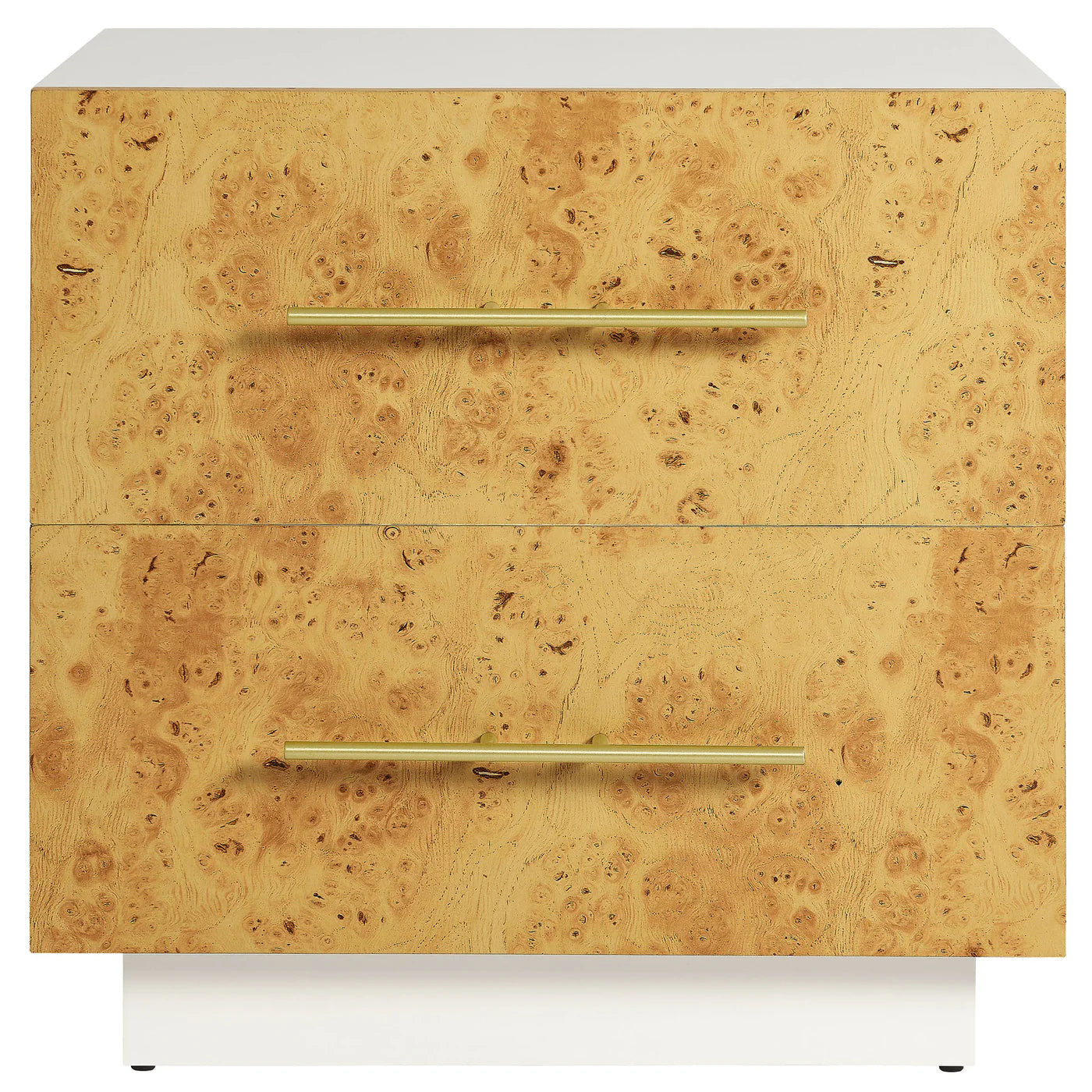 Modern Abel Nightstand with 2 Drawers – White Bleached Burl Wood Finish image 3