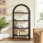 Vexley 60 Inch Arched Bookshelf  | Natural, Black &amp; Walnut Color Options| Pine Wood Frame | Sculptural Arched Silhouette | 4 Pine Veneer Shelves image 3