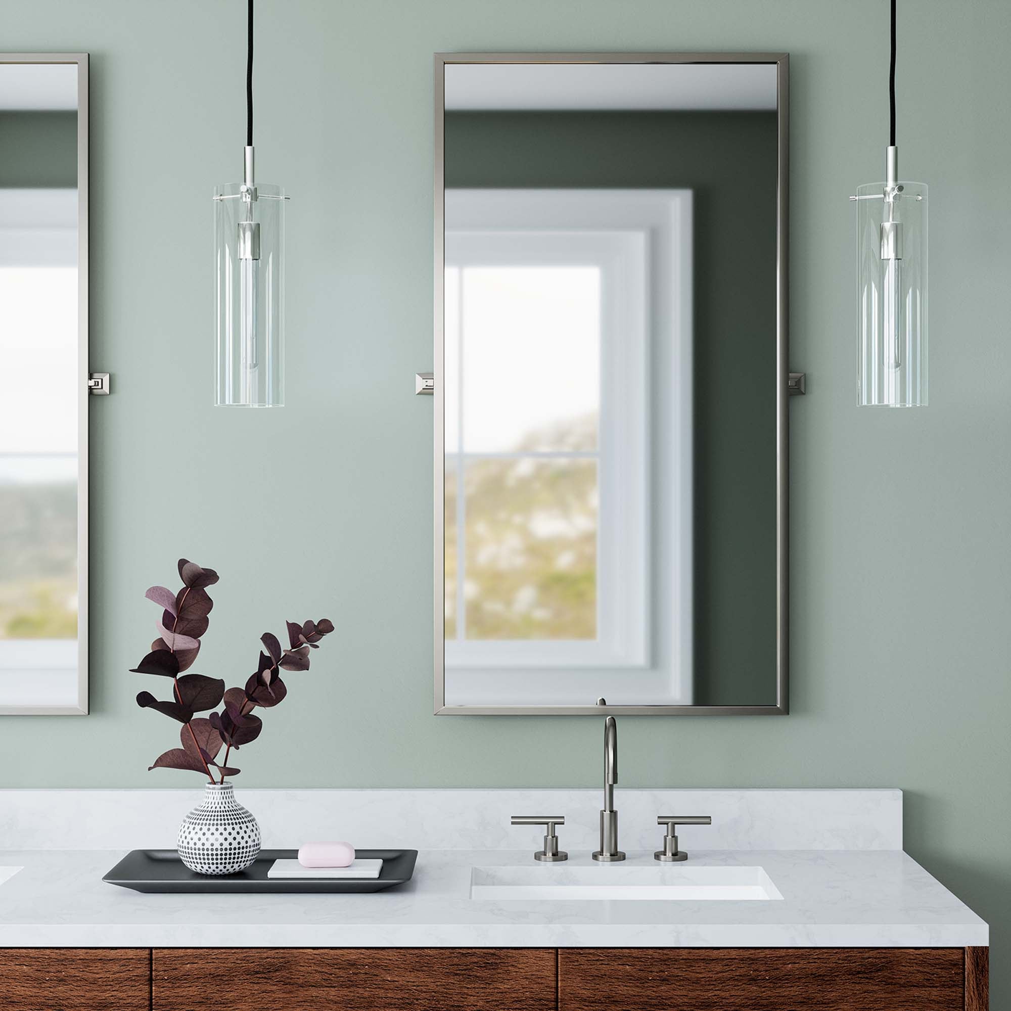 Skylark Pendant Light | Clear Polished Nickel And Clear Black Color Options | Ideal For Living Room, Bedroom, Kitchen, Dining Area, Bathroom, Or Office  | Pack Of 4 image 1