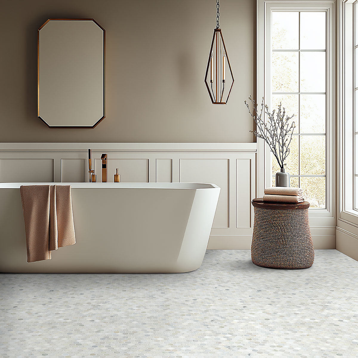 Calacatta Gold 1” Hexagon Polished Mosaic Tile | Wall Tile &amp; Backsplash Tile | Marble | Greenguard Gold, USGBC/LEED | 10 Pieces Per Box image 1