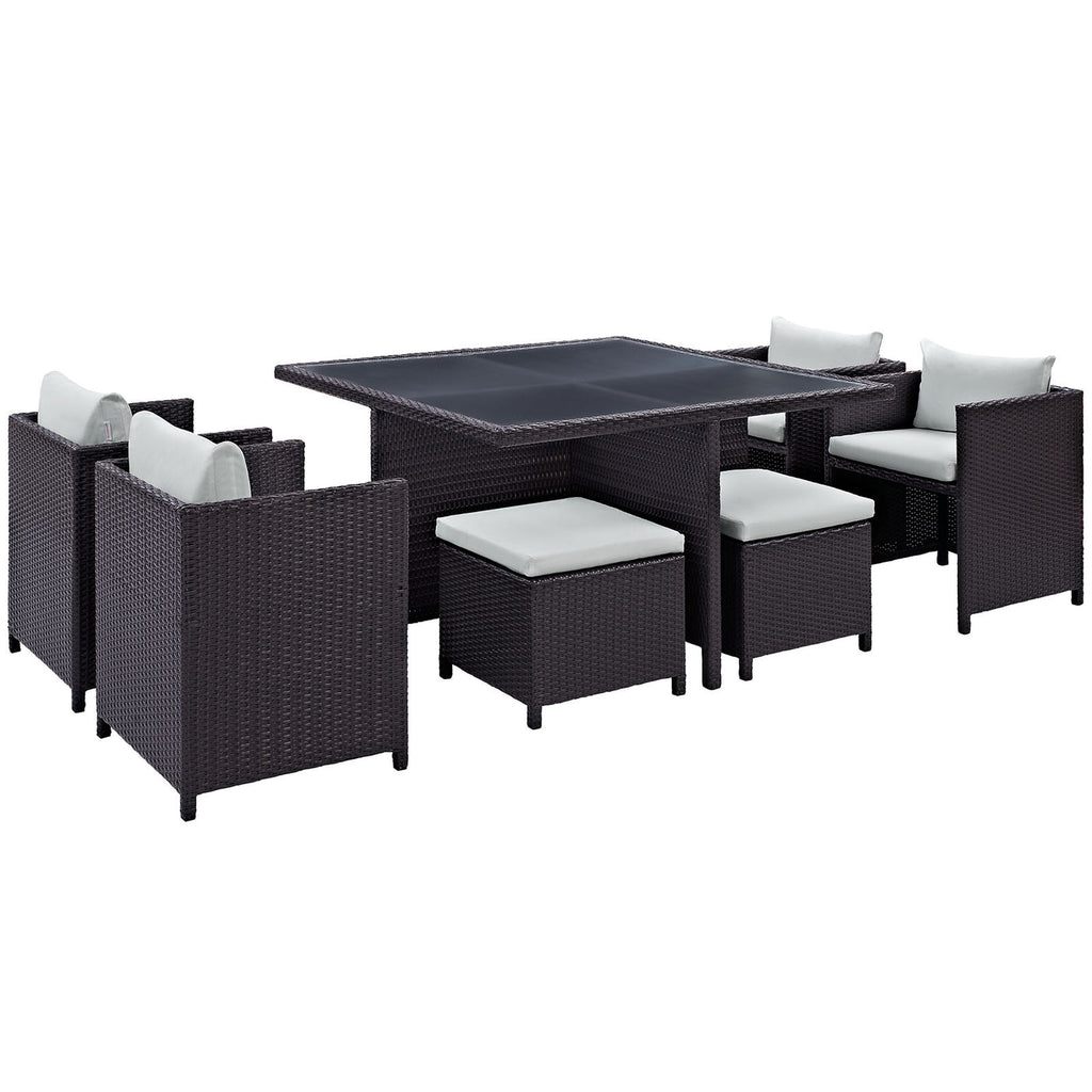 Inverse 9-Piece Outdoor Patio Dining Set in Espresso and Beige image 2
