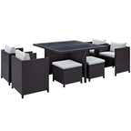 Inverse 9-Piece Outdoor Patio Dining Set in Espresso and Beige image 2