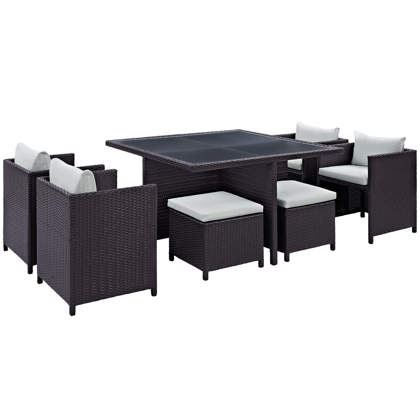 Inverse 9-Piece Outdoor Patio Dining Set in Espresso and Beige image 2