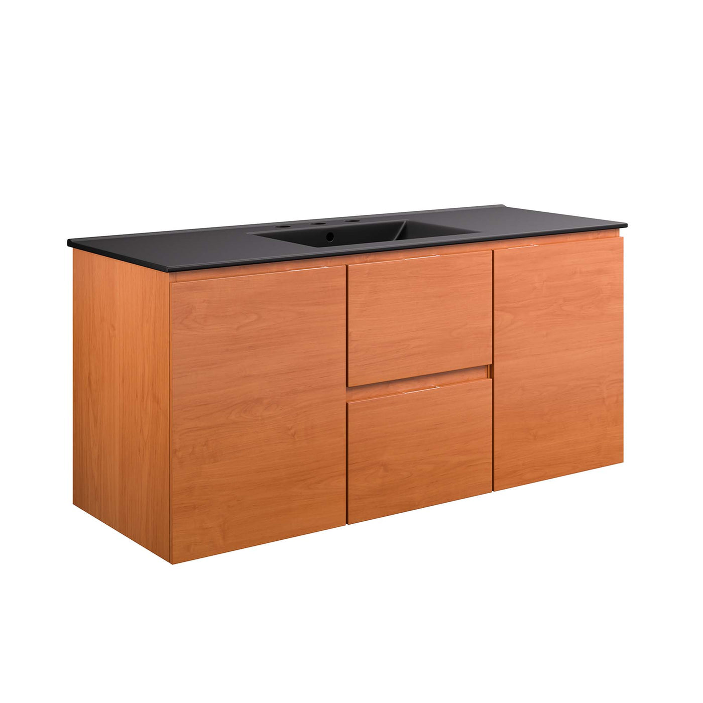 Wall Mount Bathroom Vanity With Sink | Cherry White & Cherry Black Color Options | 18", 24", 36" & 48" Size Options | Scenic Series | Full Extension Drawer | Ceramic Sink Basin | Drywall Friendly Mounting Cleat image 9