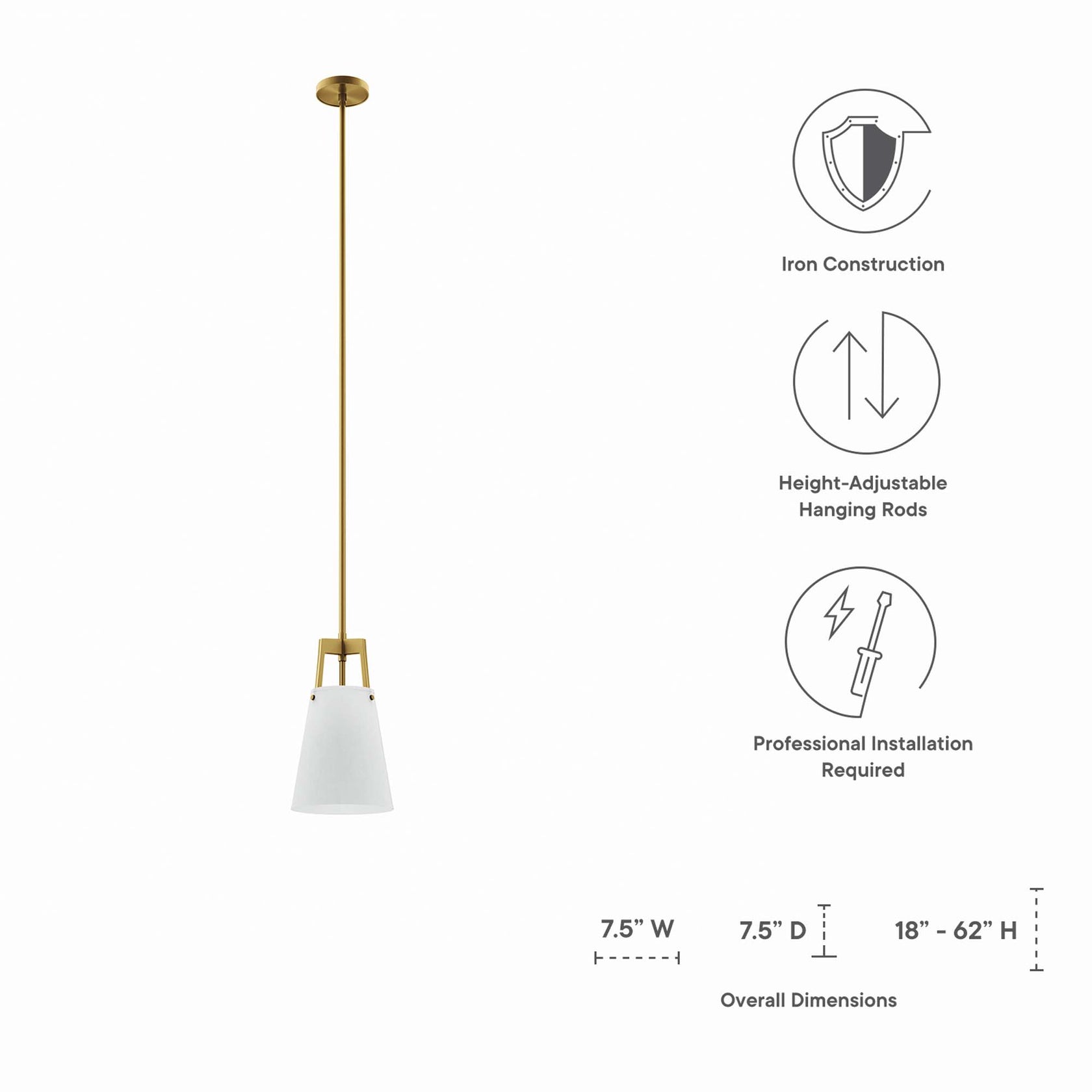 Aspire Pendant Light | White Bronze, White Satin Brass | Ideal for Living Space, Bedroom, Kitchen, Dining room, Bathroom, Or Office | Pack of 3 image 4