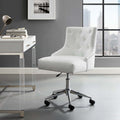 Regent Tufted Button Swivel Faux Leather Office Chair in White image 0