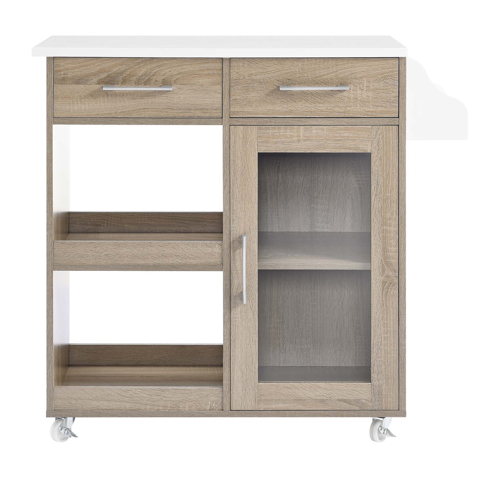 Culinary Kitchen Cart With Spice Rack | Rubberwood Top | Light Gray Natural, White Natural, Charcoal Natural &amp; Oak White Options image 4