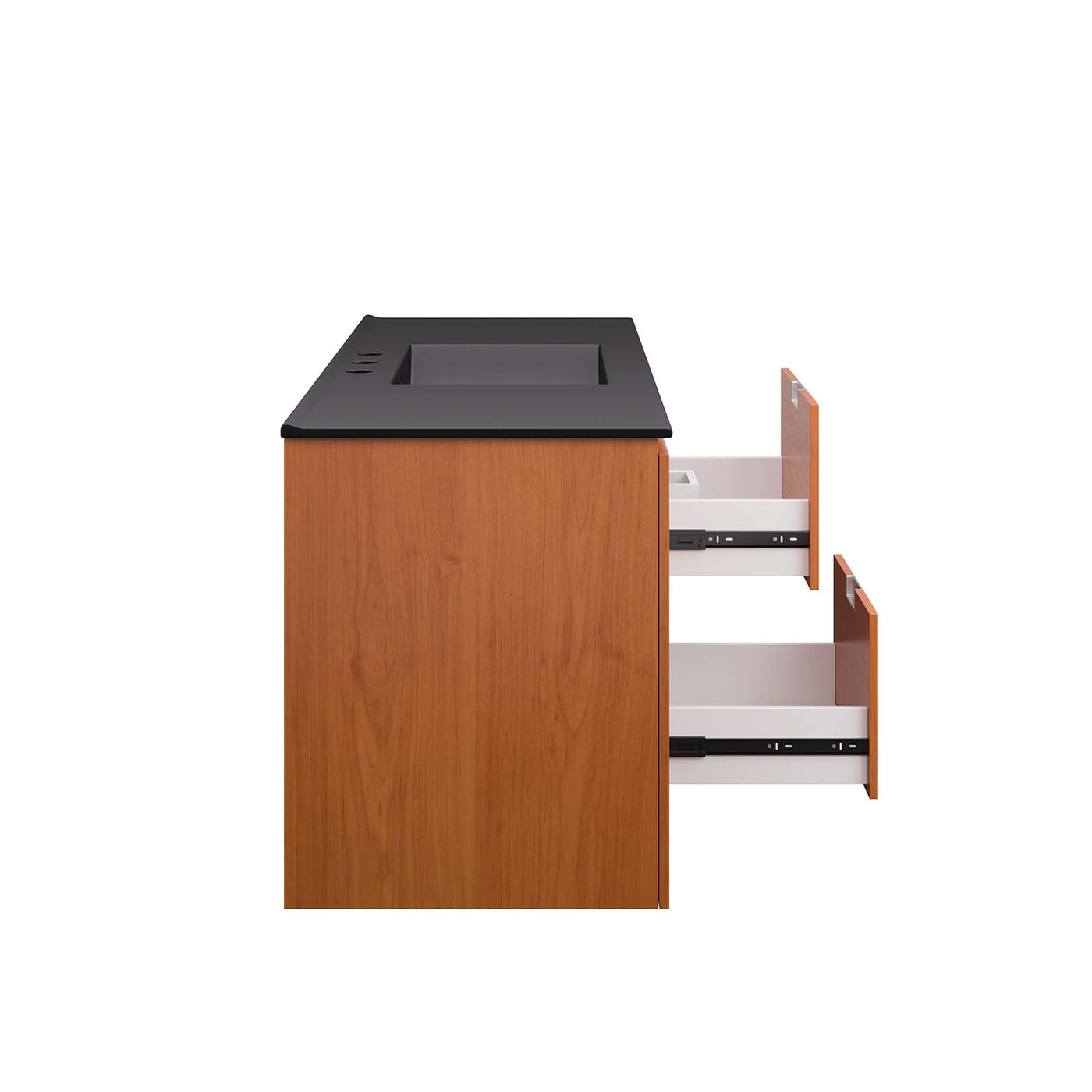 Wall Mount Bathroom Vanity With Sink | Cherry White & Cherry Black Color Options | 18", 24", 36" & 48" Size Options | Scenic Series | Full Extension Drawer | Ceramic Sink Basin | Drywall Friendly Mounting Cleat image 4