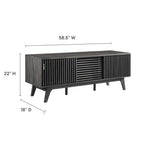 Iterate 59" TV Stand | Charcoal &amp; Walnut Finish Options | Contemporary TV Stand | Particleboard Construction | Wood Grain Laminate | Cable Management Holes | Slatted Sliding Doors image 2