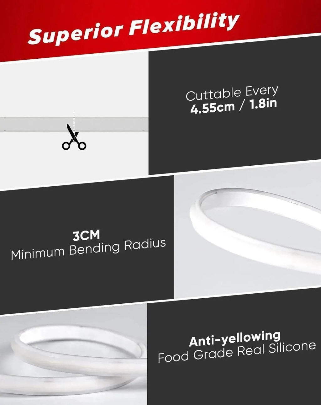 COB LED Rope Light AC 120V | 800lm Ultra Bright | IP65 Waterproof Cold-Resistant ETL Neon Strip | No Driver Tape Lighting for Home Commercial | Ice Blue image 1