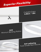 COB LED Rope Light AC 120V | 800lm Ultra Bright | IP65 Waterproof Cold-Resistant ETL Neon Strip | No Driver Tape Lighting for Home Commercial | Ice Blue image 1