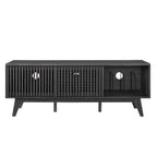 Iterate 59" TV Stand | Charcoal &amp; Walnut Finish Options | Contemporary TV Stand | Particleboard Construction | Wood Grain Laminate | Cable Management Holes | Slatted Sliding Doors image 4