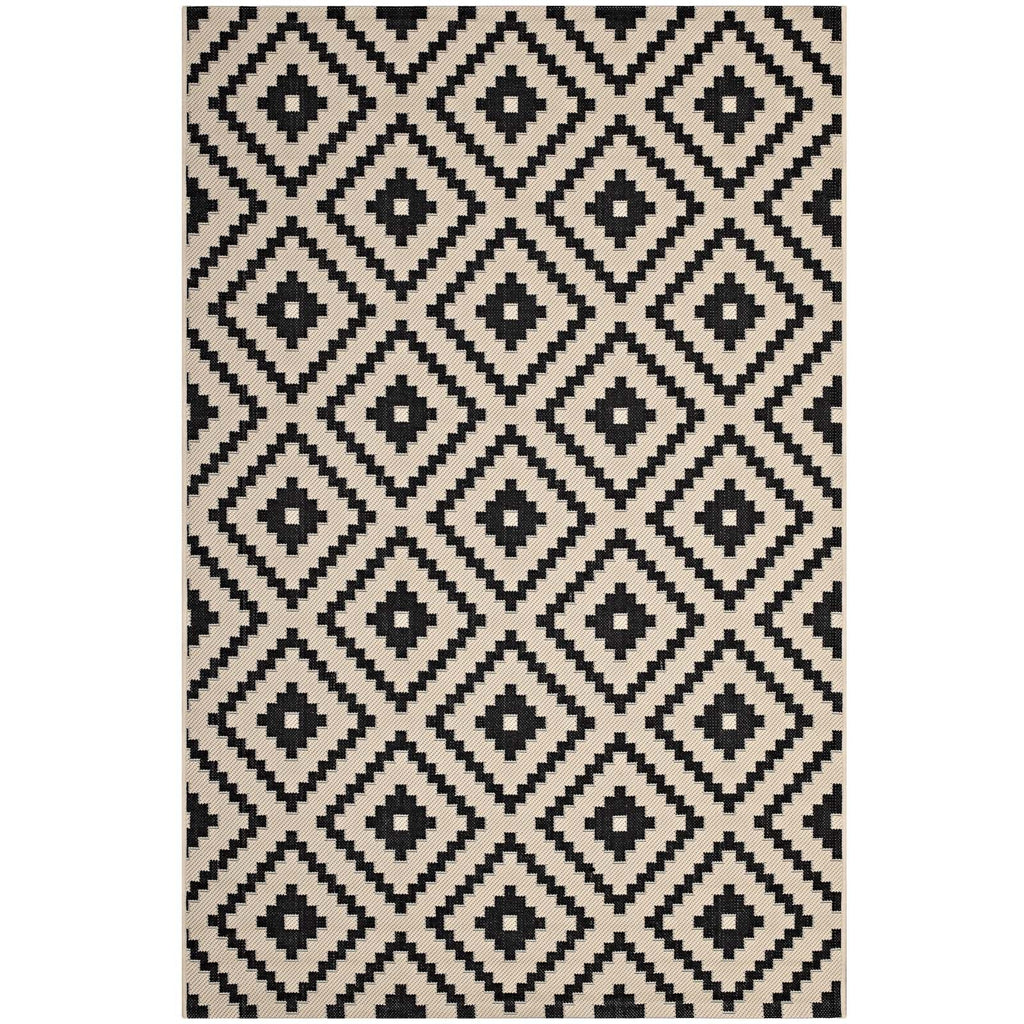 Perplex Geometric Diamond Trellis Indoor and Outdoor Area Rug | Black and Beige | 5X8 &amp; 8X10 Size Options | Tight Low Pile Weave | Gripping Rubber Underside | 100% Soft Polypropylene | Pack Of 2 image 9