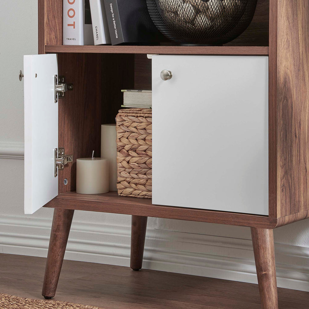 Transmit Display Cabinet Bookshelf | Walnut White | Mid-Century Display Cabinet | Smooth Wood Grain Laminate | Soft-Close Hinges | Modern Bookshelf image 7