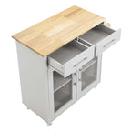 Cuisine Kitchen Cart | Rubberwood Top | Light Gray Natural, White Natural, Charcoal Natural &amp; Oak White Options image 3
