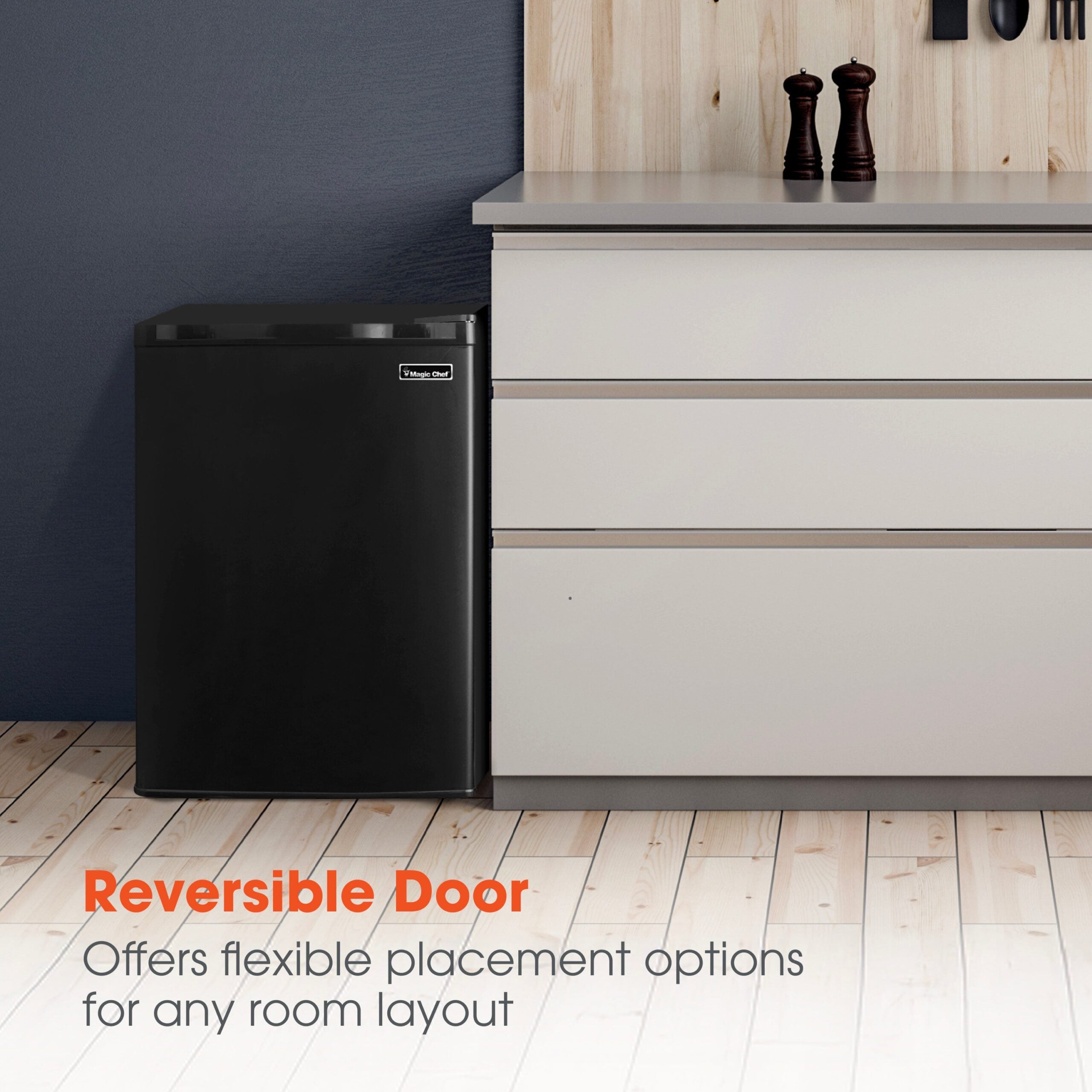 Magic Chef 2.6 Cu Ft Mini Fridge in Black Without Freezer | Energy Star Qualified | Black | 5 Year Warranty On Compressor | 2 Glass Shelves  | Reversible Door | Easy Installation image 9