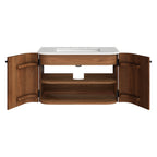 Wall Mount Bathroom Vanity With Marble Sink | Zia Series | 24" & 30" Sizes Available | Natural, Ivory & Walnut Color Options | Modern Design | Soft-Close Hinges | 8" Widespread Faucet Holes | Fluted Pattern image 5