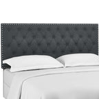 Helena Tufted Upholstered Linen Fabric Headboard | Fiberboard &amp; Plywood Frame | Elegant Diamond Tufted Pattern | Full / Queen Sizes | Gray Color image 1