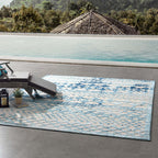 Reflect Giada Abstract Diamond Moroccan Trellis Indoor/Outdoor Area Rug | Ivory and Blue  | 5X8 &amp; 8X10 Size Options | Tight Low Pile Weave | Gripping Rubber Underside | 100% Polypropylene | Pack Of 2 image 3
