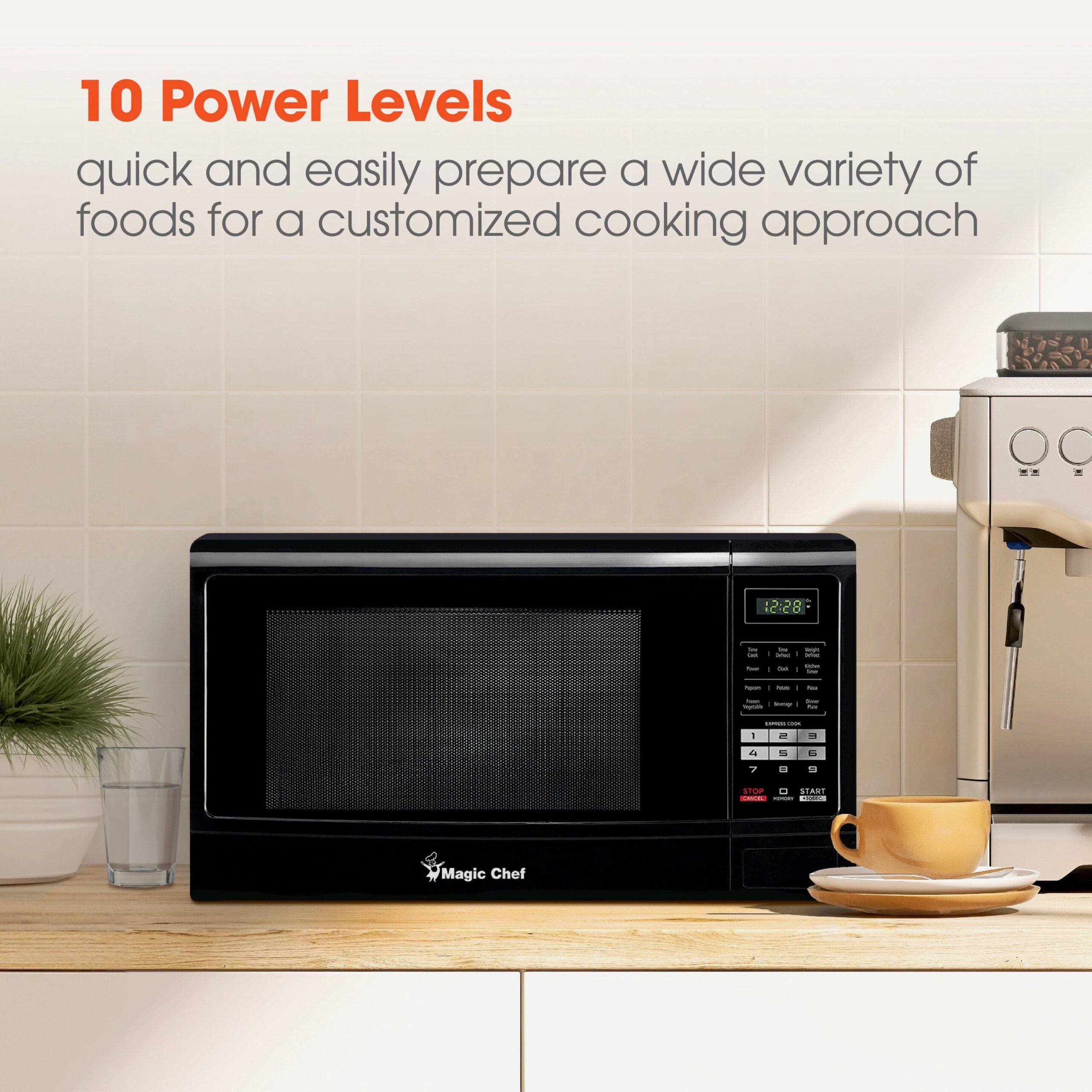 Magic Chef 1.6 Cu. Ft Countertop Microwave | 1100 Watt | Black Or White Color Options | Digital Display | 6 Auto Cooking Modes | Child Lock | 8 Years Warranty On Magnetron image 3