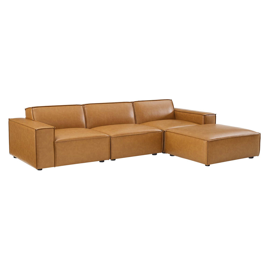 Restore 4-Piece Tan Vegan Leather Sectional Sofa image 1