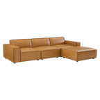 Restore 4-Piece Tan Vegan Leather Sectional Sofa image 1