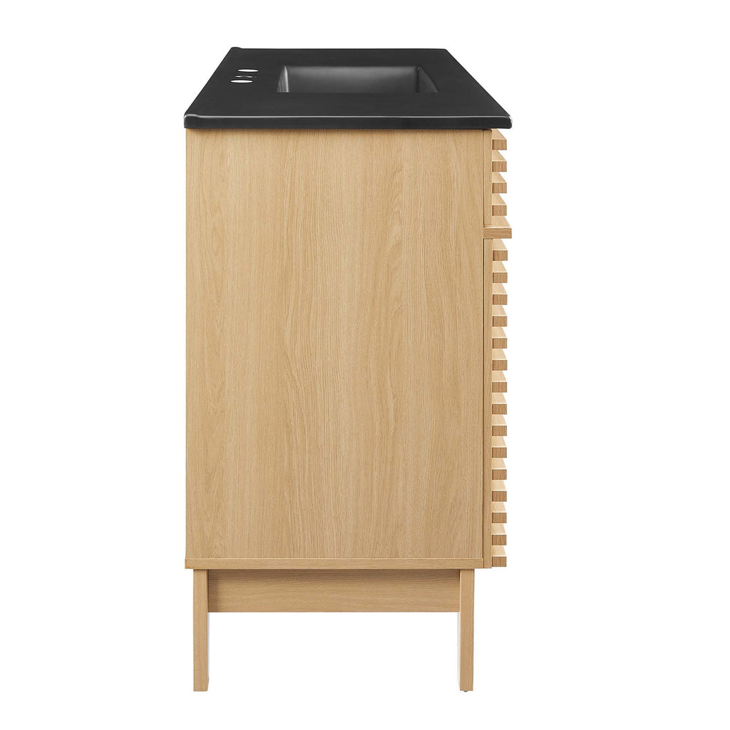 Bathroom Vanity With Sink | Walnut Black, Charcoal Black, Gray Black, White Black, White Walnut Black & Oak Black Color Options | 48" Single Or 48" Double Size Options | Render Series | Full Extension Drawer | Modern & Sleek  Design image 9