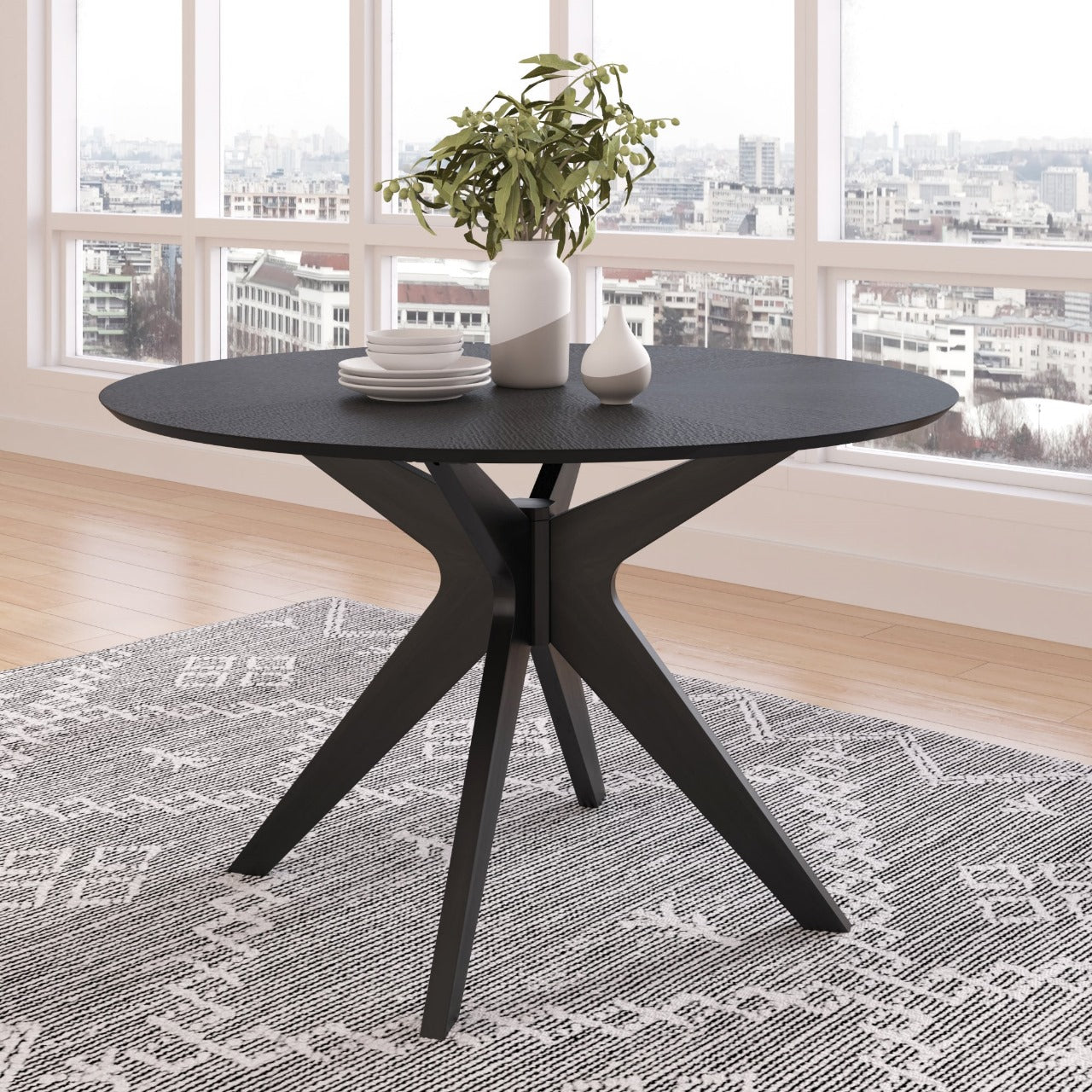Black Crossroads Round Wood Coffee Table image 2