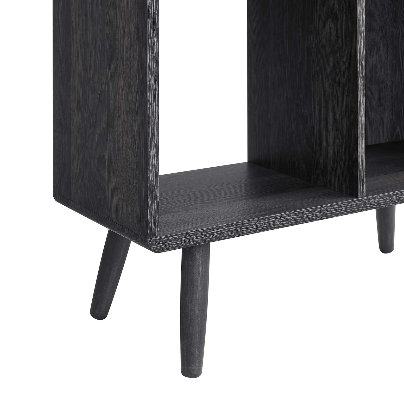 Transmit 5 Shelf Wood Grain Bookcase | Walnut, Charcoal &amp; Oak Color Options| Contemporary Three Tiered Bookcase | Smooth Wood Grain Laminate | Five Spacious Storage Units image 5