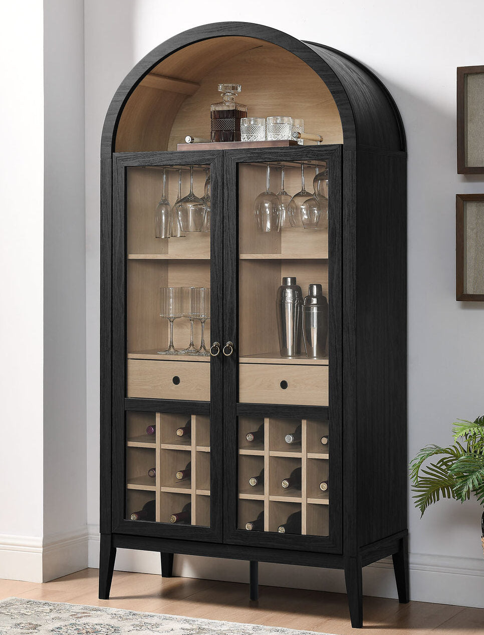Nolan Arched Bar Cabinet in Black image 4
