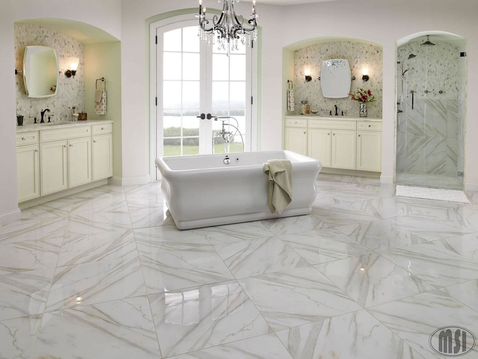 Pietra Calacatta Porcelain Tile | Modern Tile Collection | Porcelain | Marble | Greenguard Gold, USGBC/LEED | 4 or 8 Pieces Per Box image 5