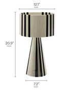 Gia Handwoven Cotton Thread Table Lamp in Striped Black | Basil Green | Natural | Pack 0f 2 | image 3