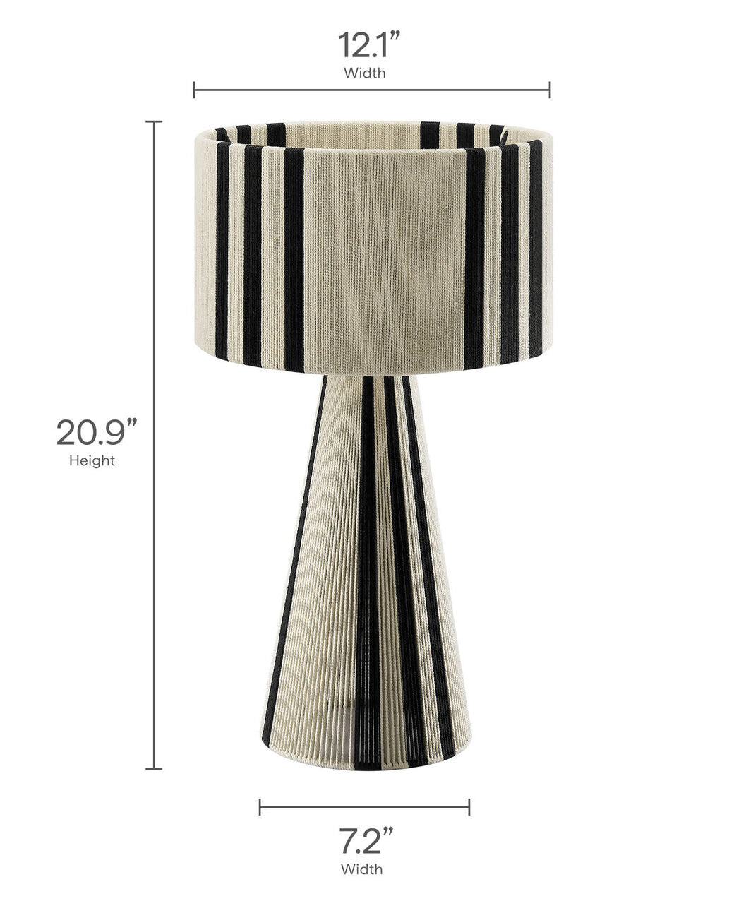 Gia Handwoven Cotton Thread Table Lamp in Striped Black | Basil Green | Natural | Pack 0f 2 | image 3