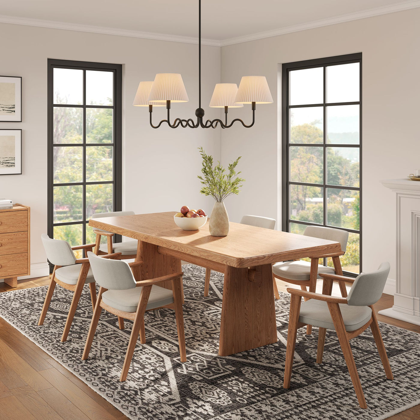 Wave Squiggle 4-Arm Pendant Light | Brass &amp; Black Color Options | Ideal for Living Space, Bedroom, Kitchen, Dining room, Bathroom, Or Office image 4