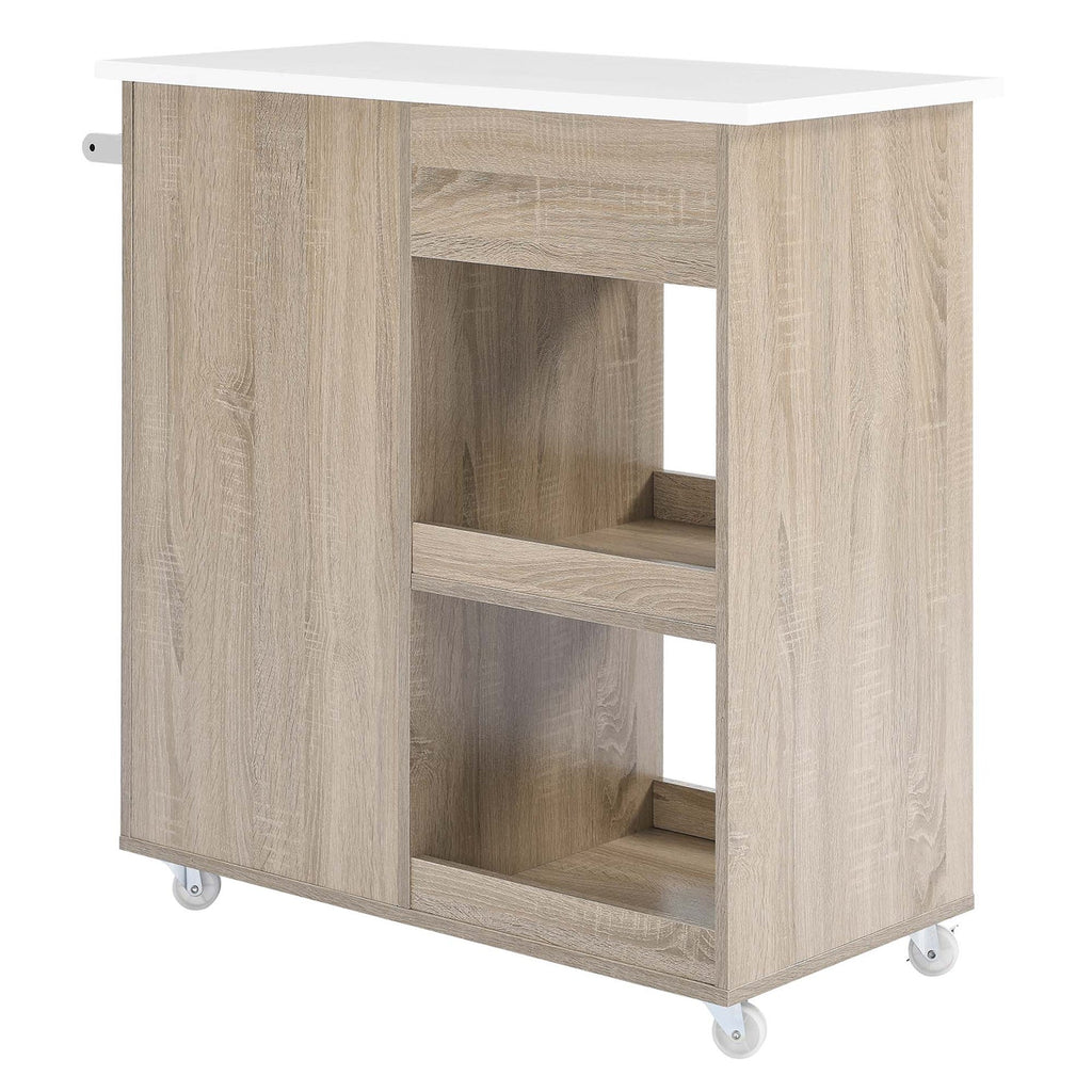Culinary Kitchen Cart With Towel Bar | Rubberwood Top | Light Gray Natural, White Natural, Charcoal Natural &amp; Oak White Options image 5