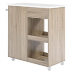 Culinary Kitchen Cart With Towel Bar | Rubberwood Top | Light Gray Natural, White Natural, Charcoal Natural &amp; Oak White Options image 5