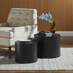 Amani Black Round Nesting Coffee Table Set of 2 image 0