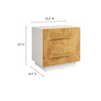 Modern Abel Nightstand with 2 Drawers – White Bleached Burl Wood Finish image 9