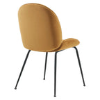 Scoop Dining Chairs – Set of 2, Black Powder-Coated Steel Legs, Performance Velvet Upholstery image 2