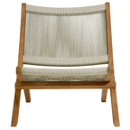 Vienna 3-Piece Outdoor Patio Folding Lounge Chair and Side Table Set in Teak and Rope image 2