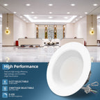 6", 8", 10" LED Downlight | 0-10V Dimmable | 13W - 40W Wattage Tuneable | 2700K/3000K/3500K/4000K/5000K 5 CCT Changeable | Baffle Trim | Damp Rated image 1
