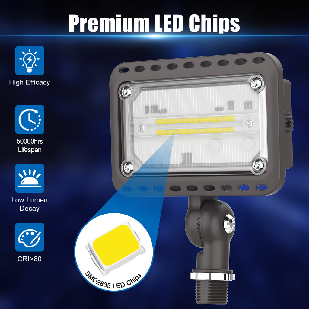 15W - 45W Outdoor LED Flood Security Lights | 5000K | 1500LM - 5400LM | UL, CE, FCC, ROHS, DLC Approved | IP65 Waterproof Landscape Lighting, Knuckle Mount, Bronze, Outdoor Garden Area Security Floodlight image 11