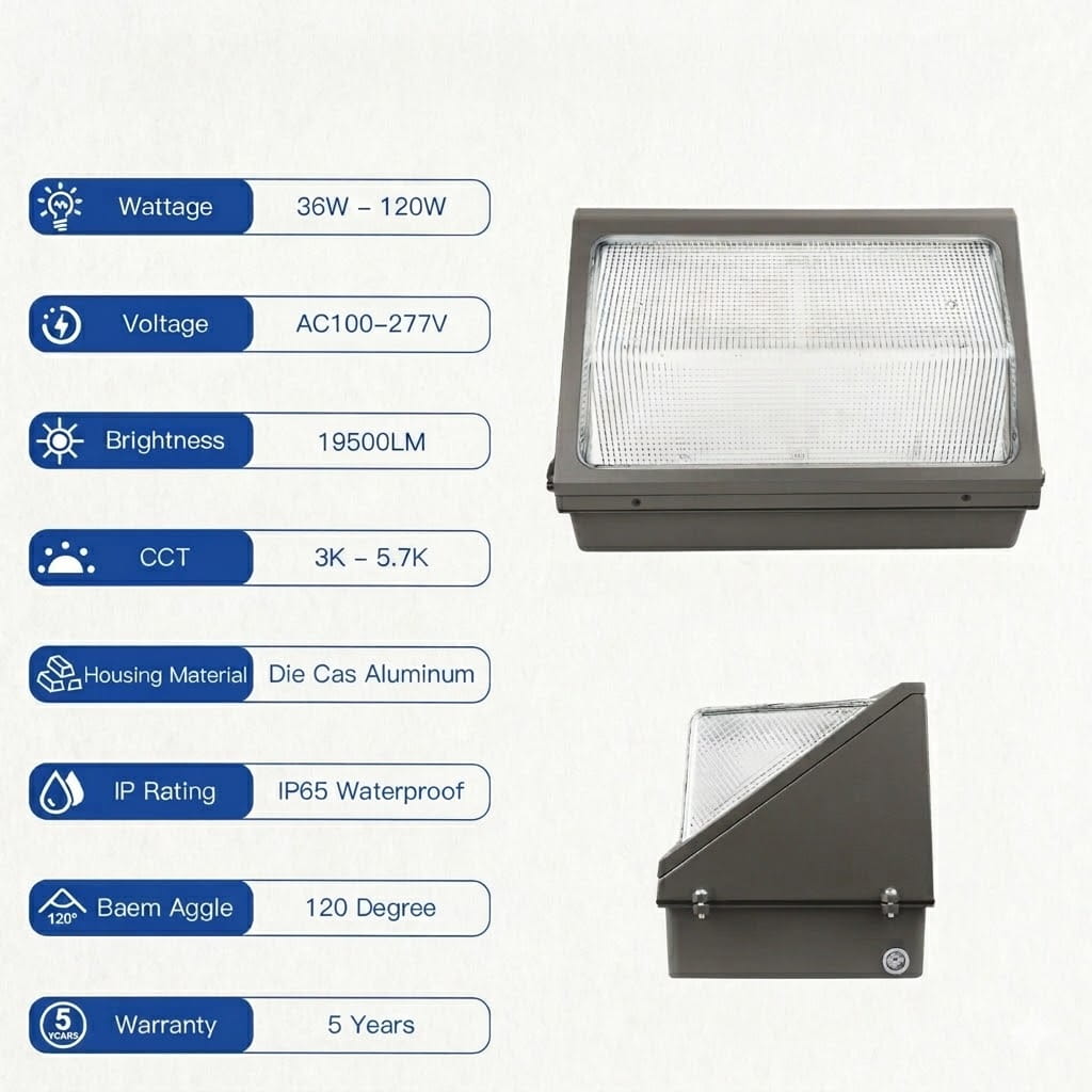 LED Wall Pack Light 36W-120W Photocell | DLC | IP65 Waterproof Commercial Security Lighting image 5