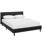 Full Size Bed In Faux Leather | Black Color With Toughened  Vinyl Headboard | 12" H | Linnea Series image 1